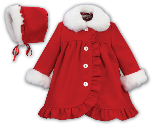 Sarah Louise Girls Red Coat and Bonnet