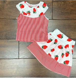 Strawberry Print Skirt and Top