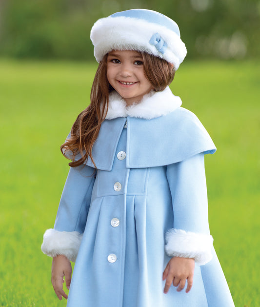 Sarah Louise - Coat and Hat Set in Baby Blue