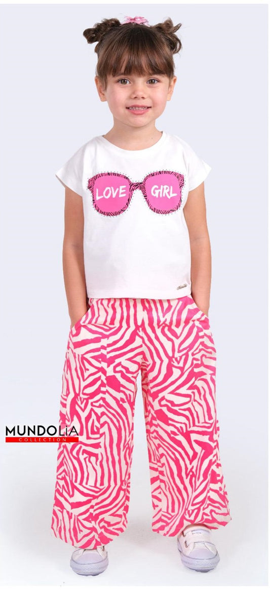 Girls 2pc ‘LOVE GIRL’ Diamante Loungewear Set